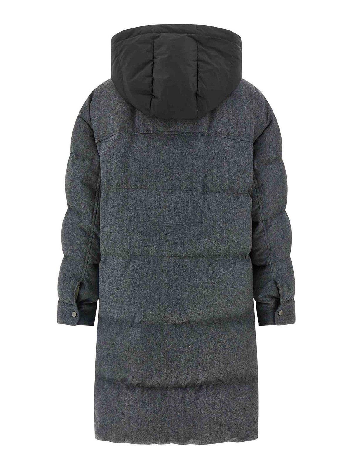 Brunello Cucinelli Shiny Zipper Pull Long Down Jacket In Blue