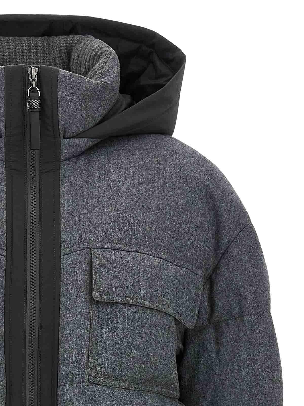 Brunello Cucinelli Shiny Zipper Pull Long Down Jacket In Blue