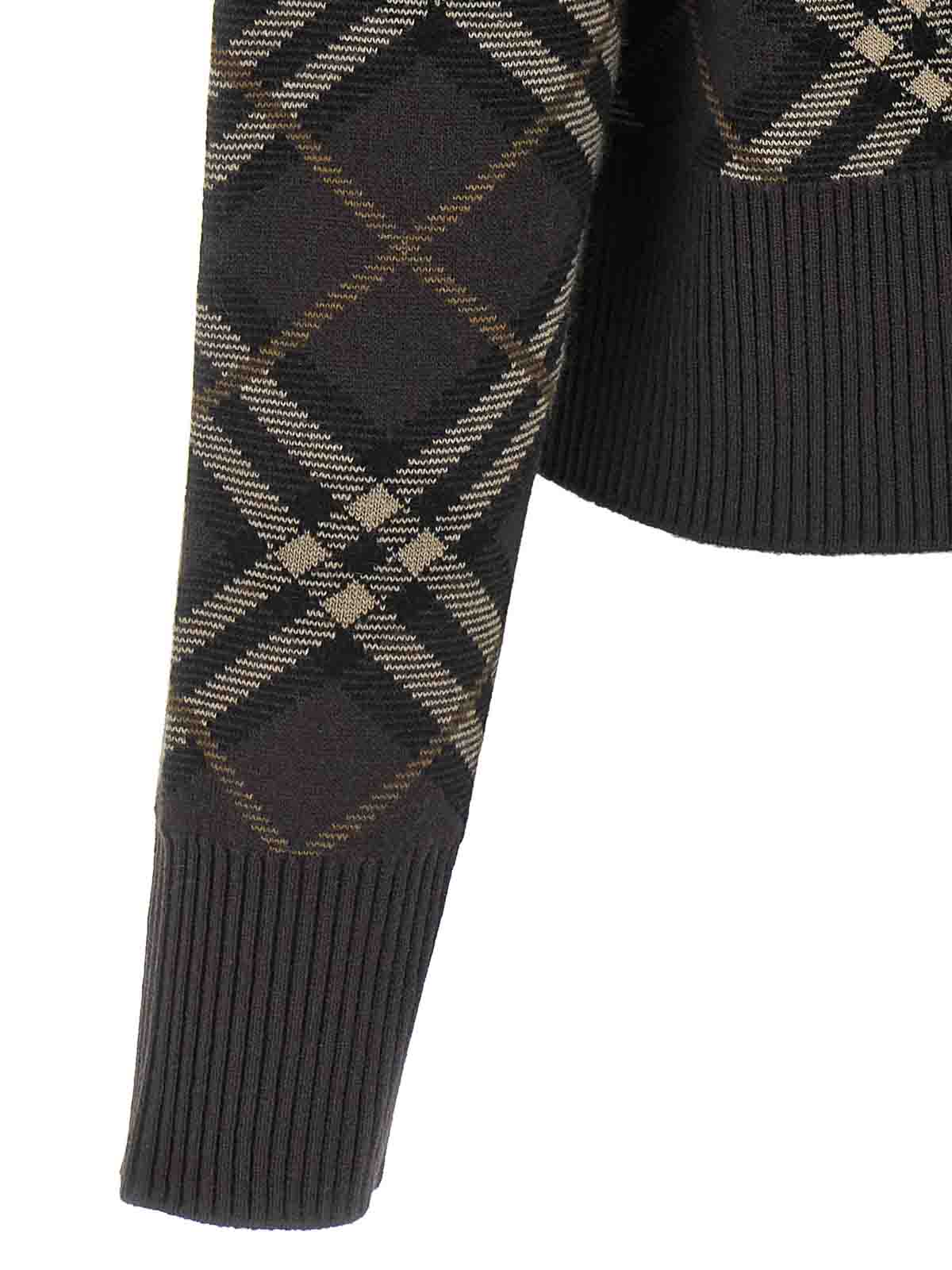 Burberry Ribbed Cuff Long Sleeve Knit Cardigan In Brown