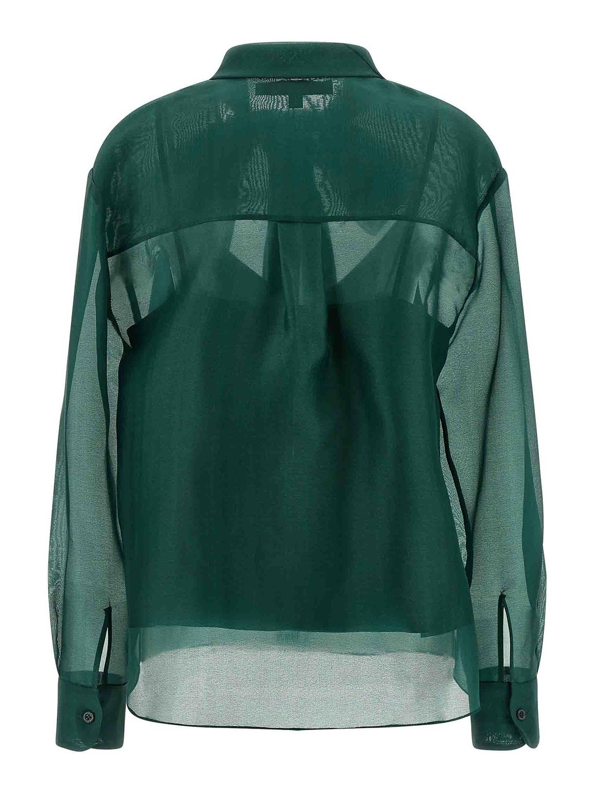 Carolina Herrera Sheer Long Sleeve Blouse With Bow Detail In Green
