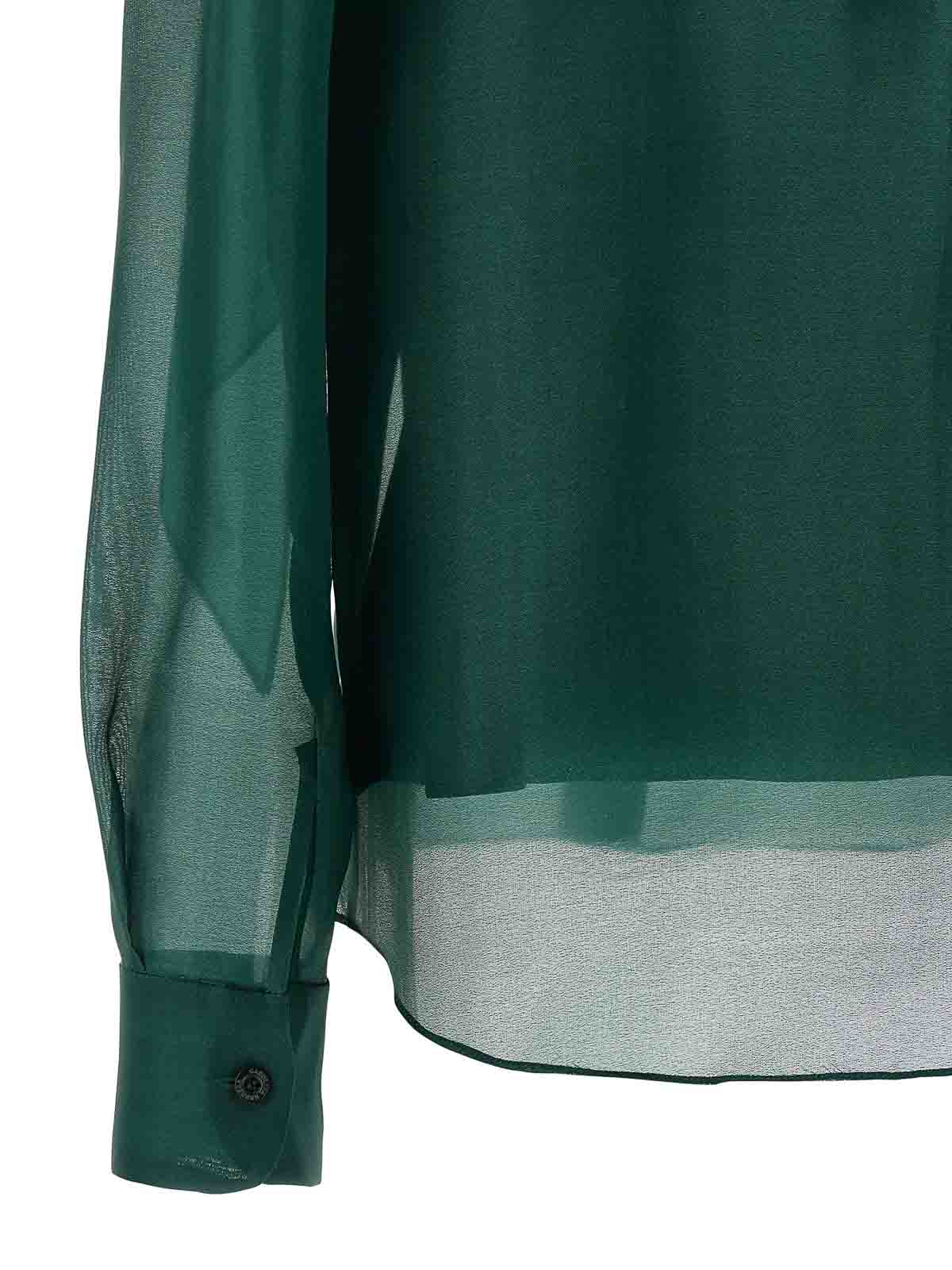 Carolina Herrera Sheer Long Sleeve Blouse With Bow Detail In Green