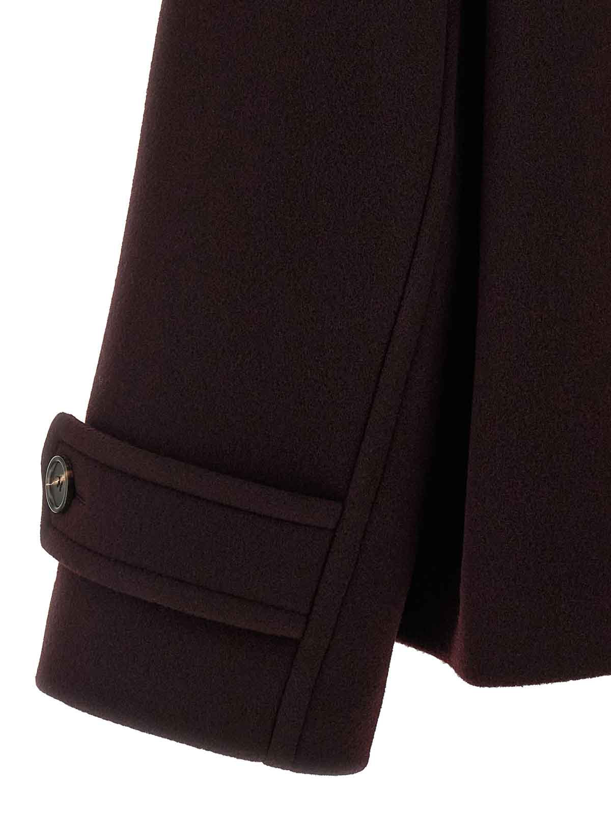 Chloé Women Violet Double-breasted Jacket With Wide Notched Revers And Dropped Shoulders In Wool Ble In Brown