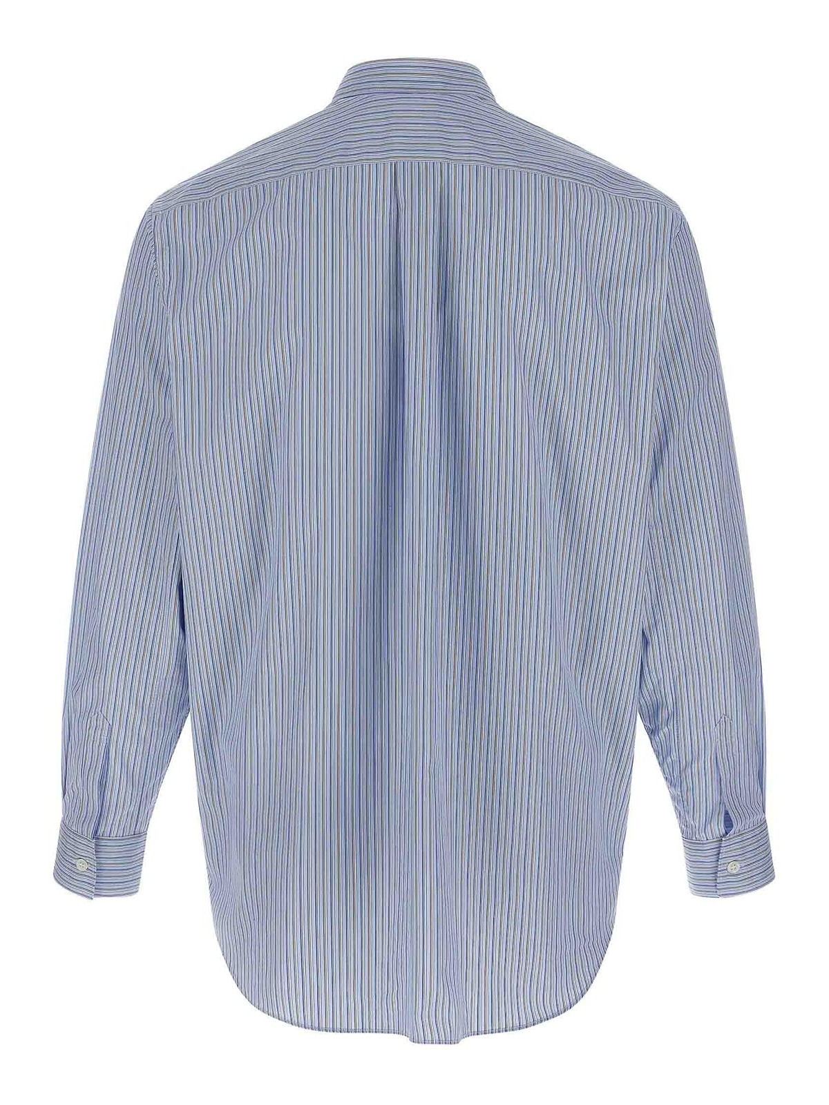 Comme Des Garçons Patterned Insert Cotton Poplin Shirt With Asymmetric Hem In Multi