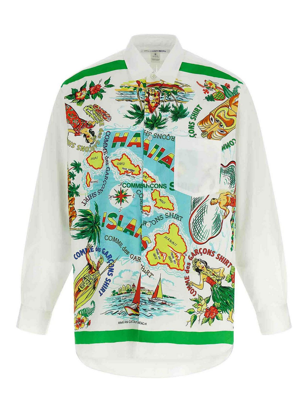 Comme Des Garçons Patterned Cotton Poplin Shirt With Contrast Details In White