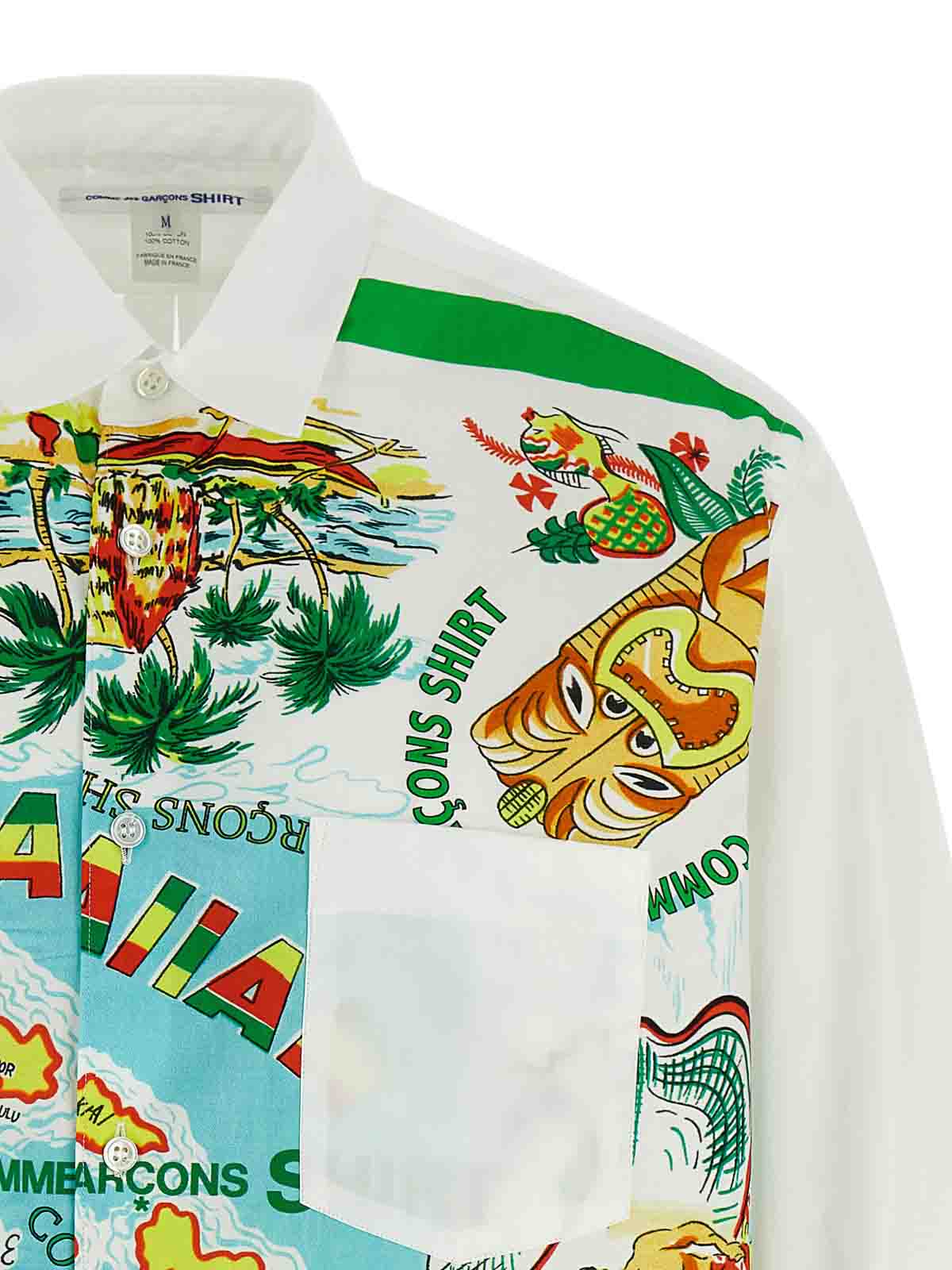 Comme Des Garçons Patterned Cotton Poplin Shirt With Contrast Details In White