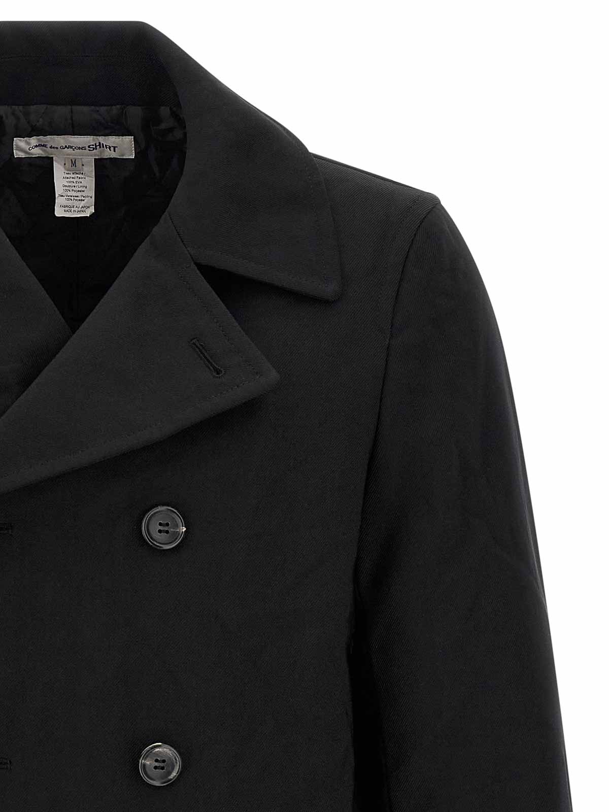 Comme Des Garçons Double-breasted Coat Featuring Notched Lapels In Black