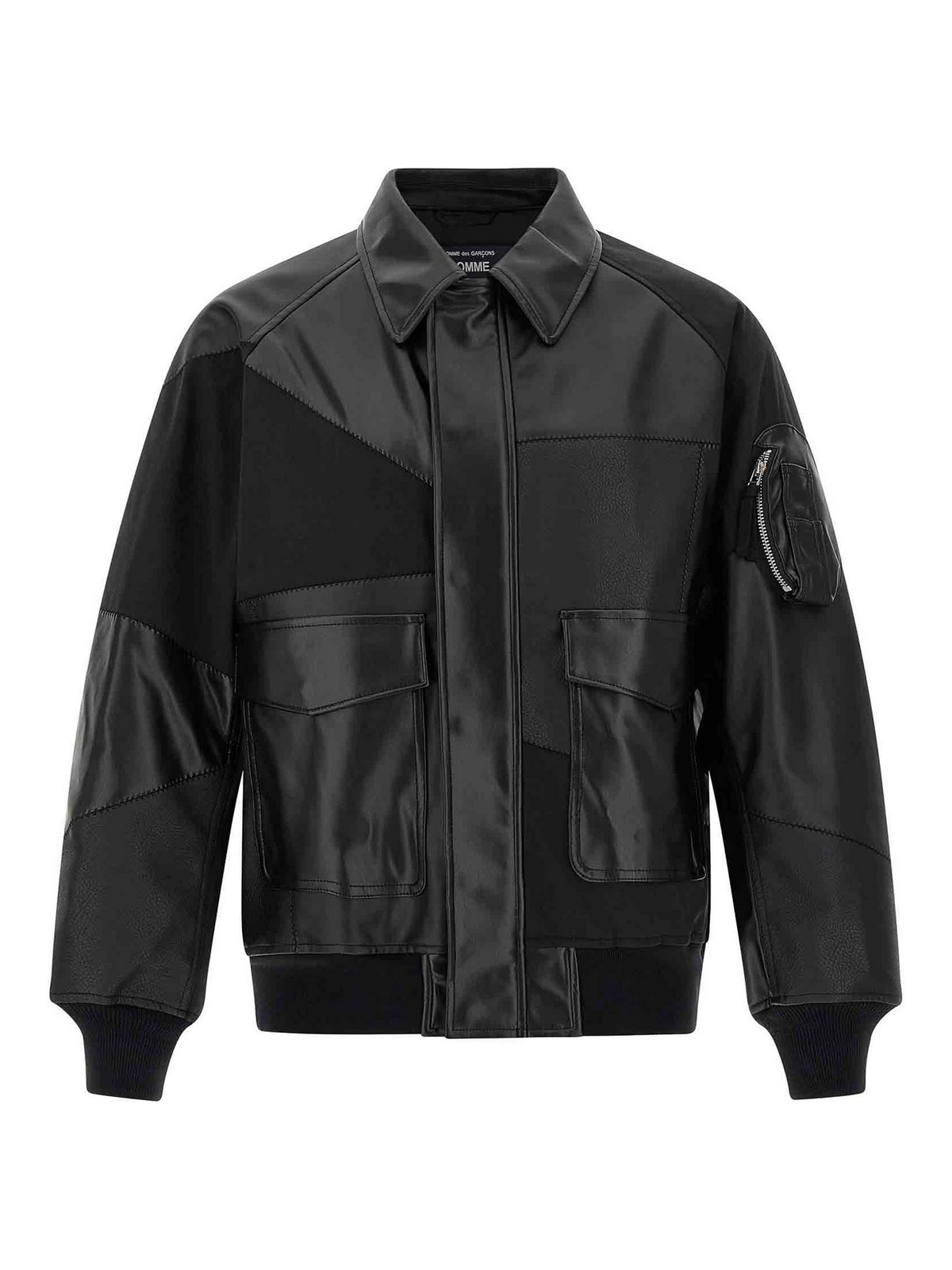 Comme Des Garcons Hommes Plus Panel Construction Bomber Jacket In Black