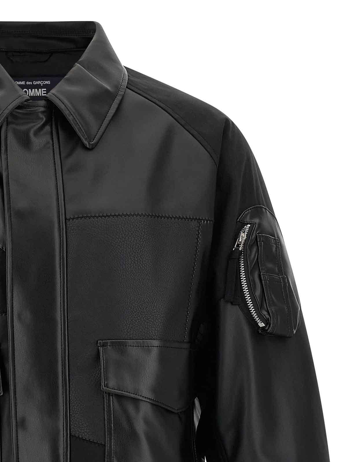 Comme Des Garcons Hommes Plus Panel Construction Bomber Jacket In Black