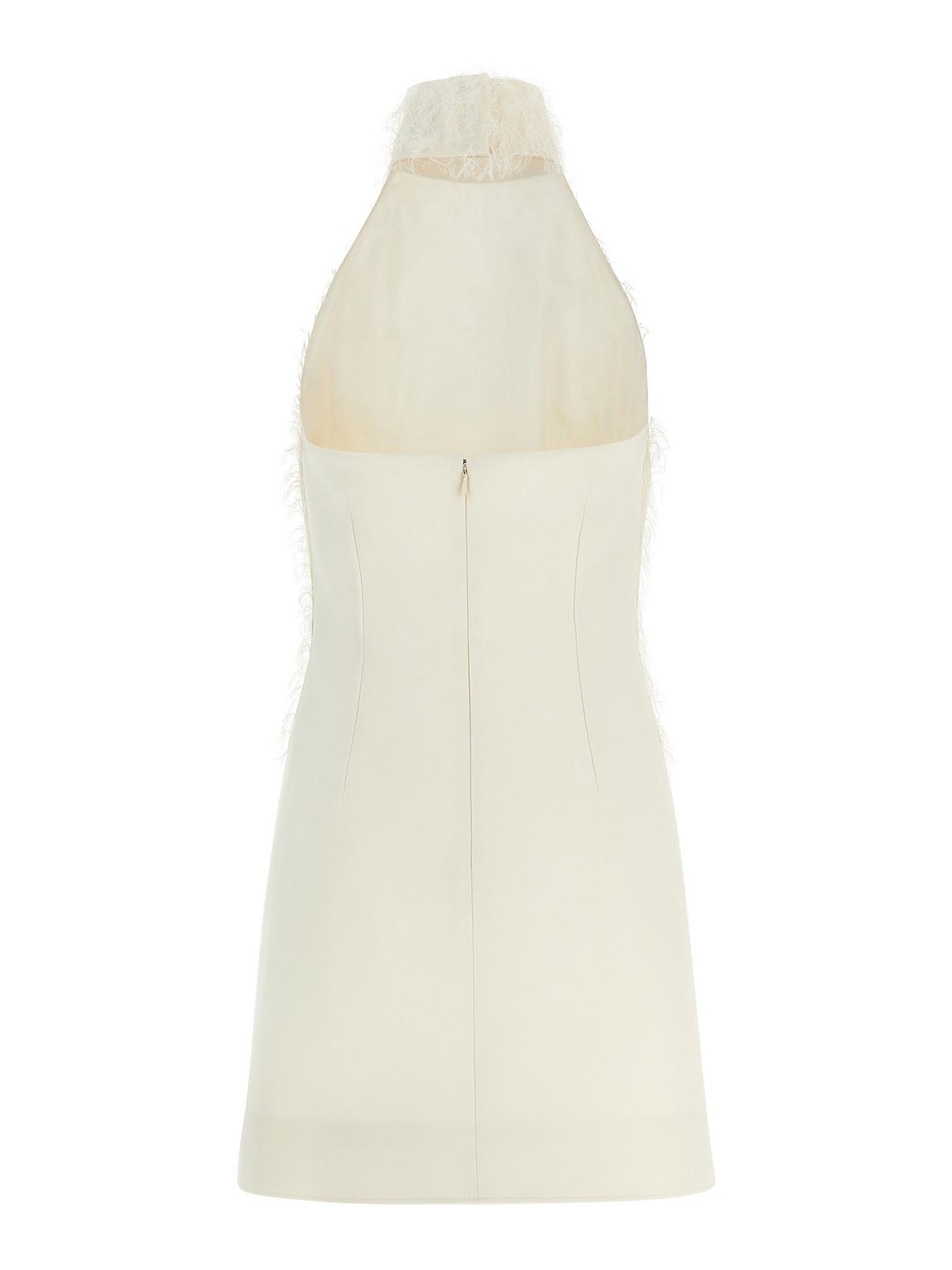 Courrèges Halter Neck Sleeveless Mini Dress With Feathers In White