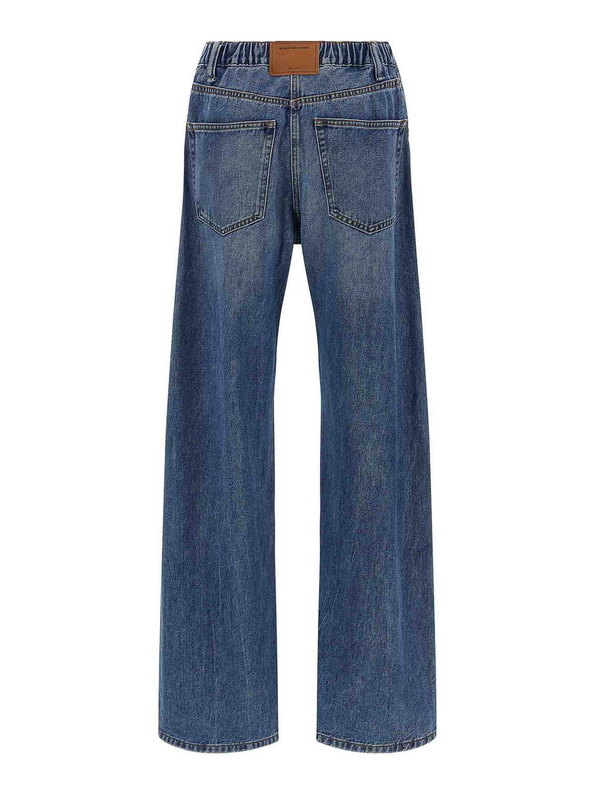 Alexander Wang Wide-leg Denim Jeans With Embossed Logo Detail In Blue