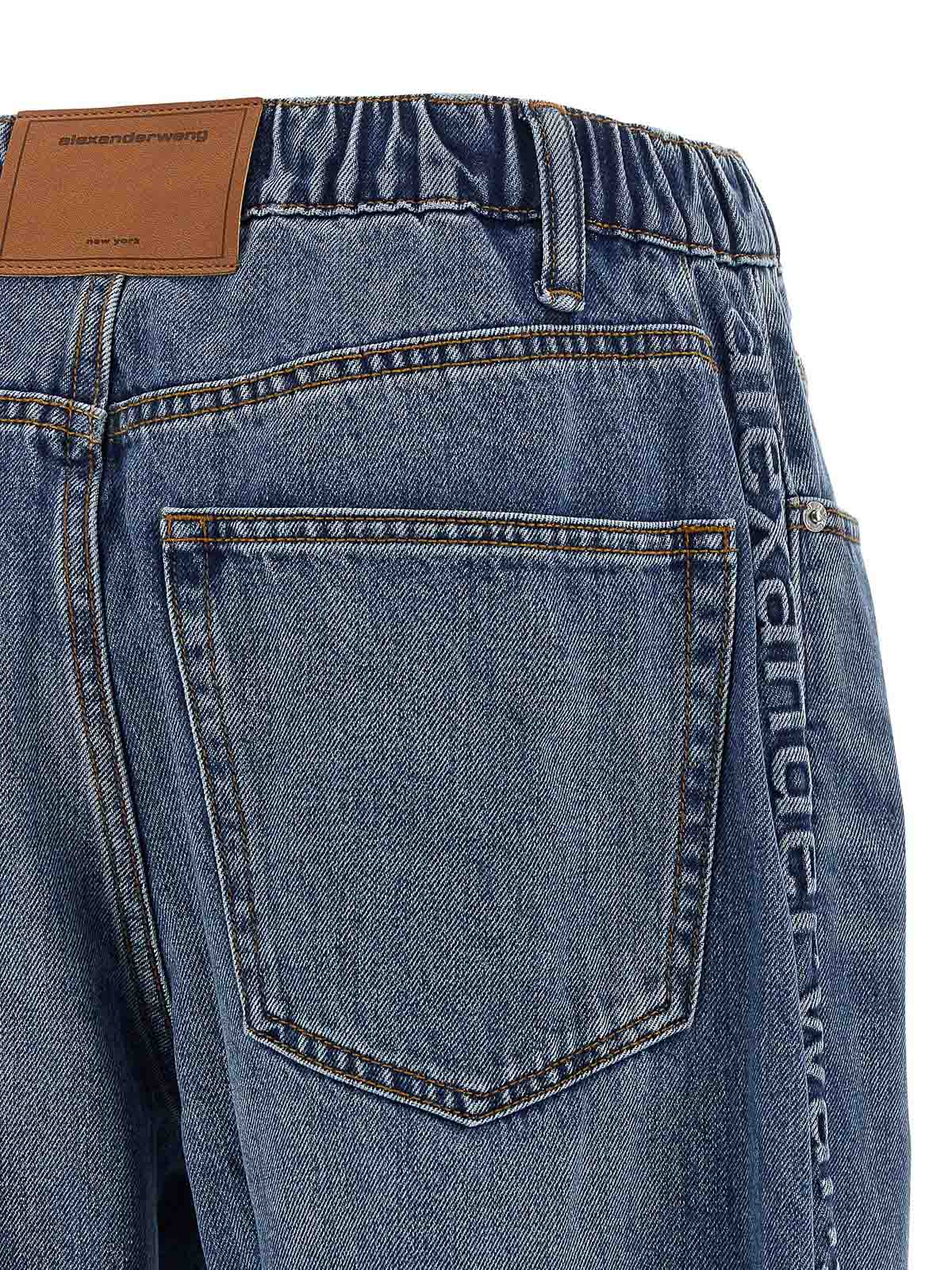 Alexander Wang Wide-leg Denim Jeans With Embossed Logo Detail In Blue