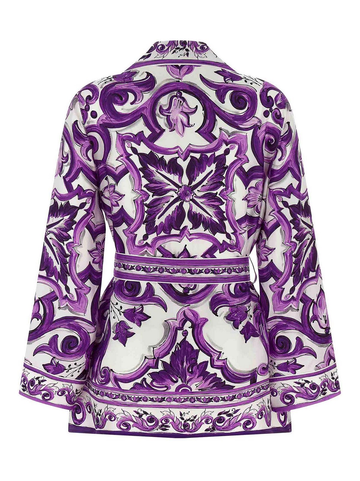 Dolce & Gabbana Waist Belted Collared Floral Sleeved Shirt In Multi