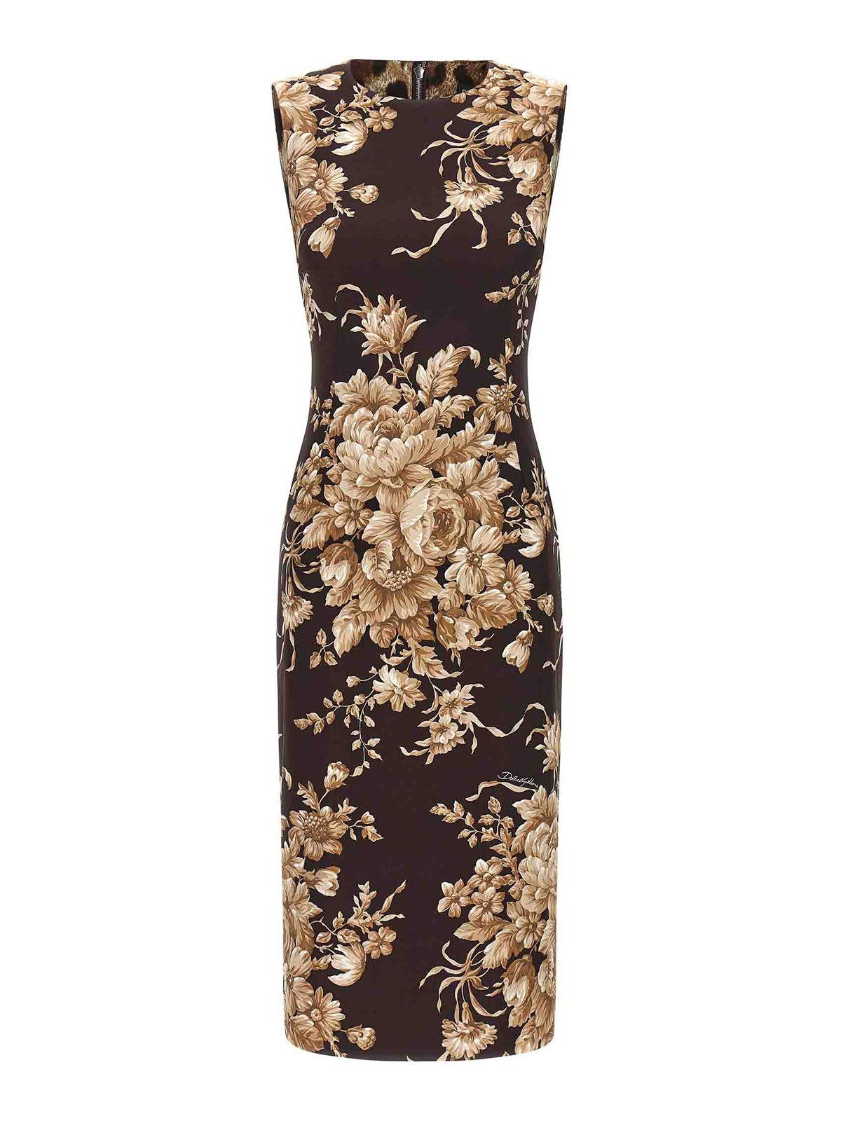 Dolce & Gabbana Rose Print Dress In Black