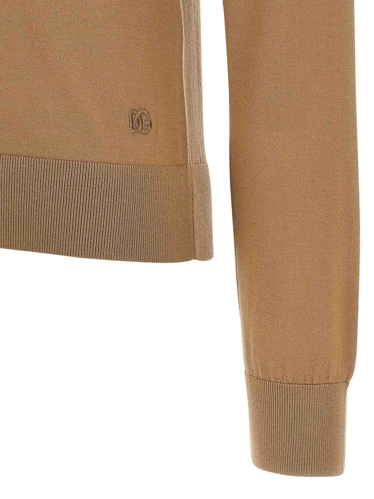 Dolce & Gabbana Cashmere Turtleneck Sweater Sweaters And Cardigans Beige In Brown