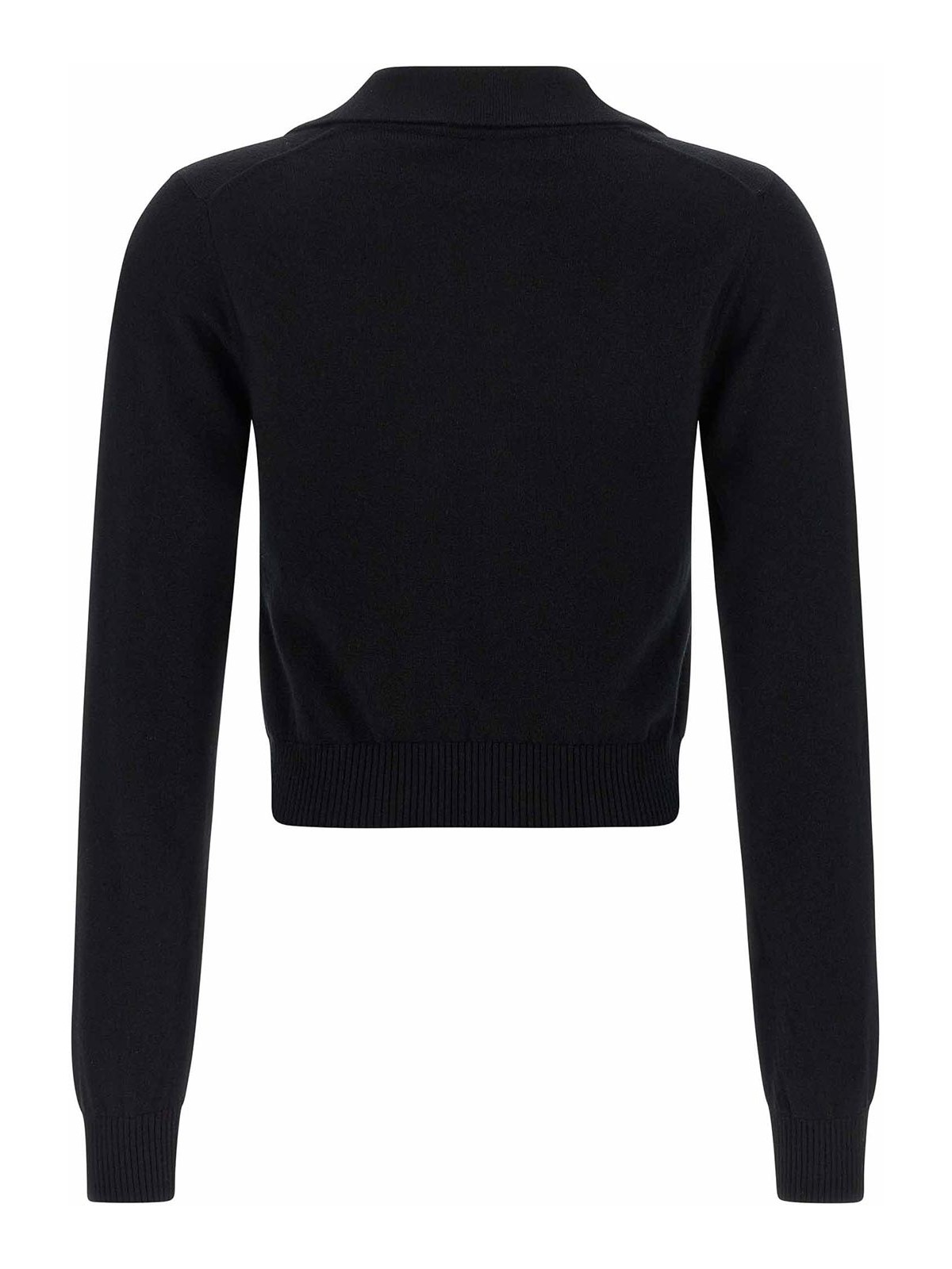 Dolce & Gabbana Collared Neck Long Sleeves Ribbed Hem In Black