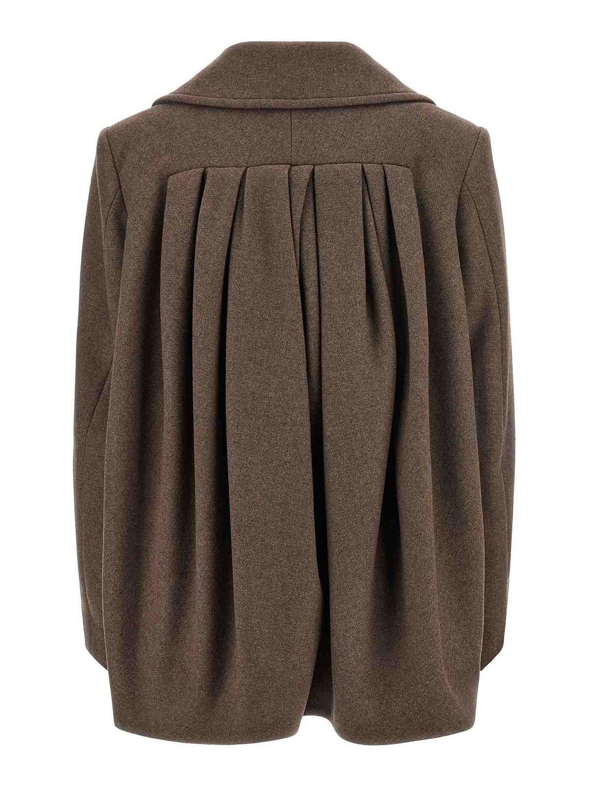 Dries Van Noten Pleated Back Double-breasted Coat With Lapels And Pockets In Brown