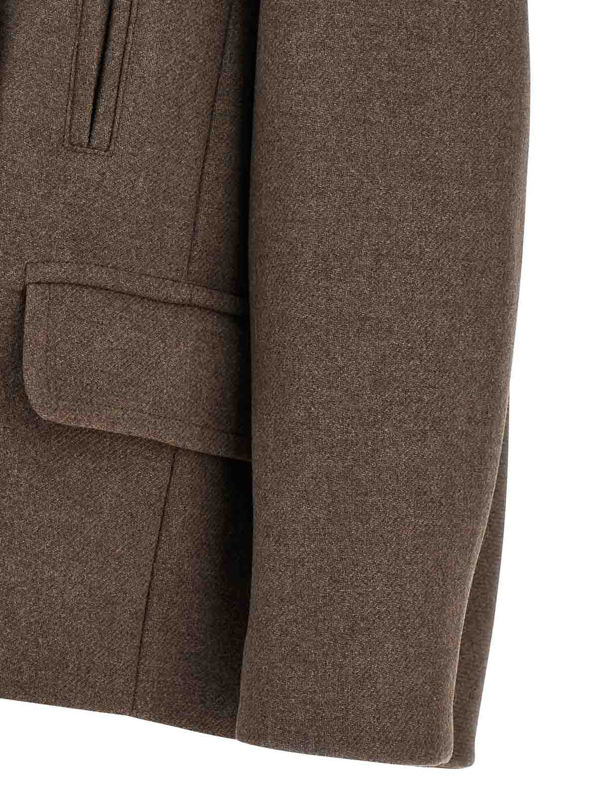 Dries Van Noten Pleated Back Double-breasted Coat With Lapels And Pockets In Brown