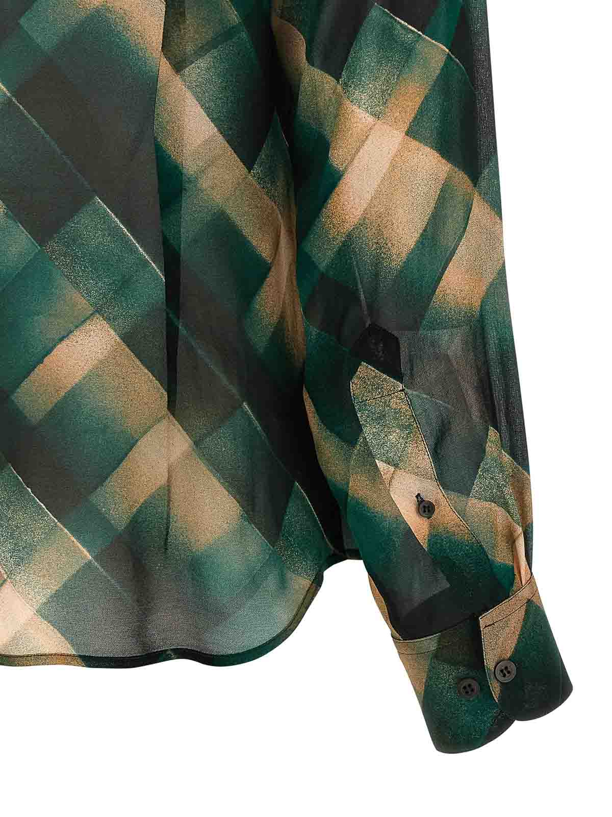 Dries Van Noten Sheer Fabric Pointed Collar Long Sleeves Shirt In Green