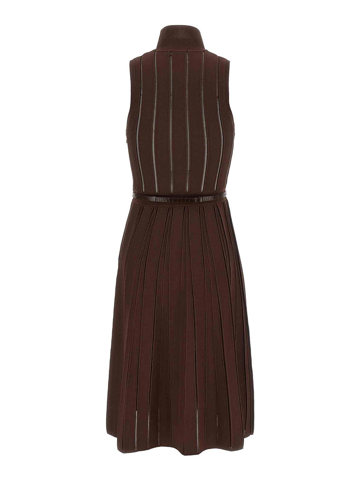 Elisabetta Franchi Weft Dress À Jour In Brown
