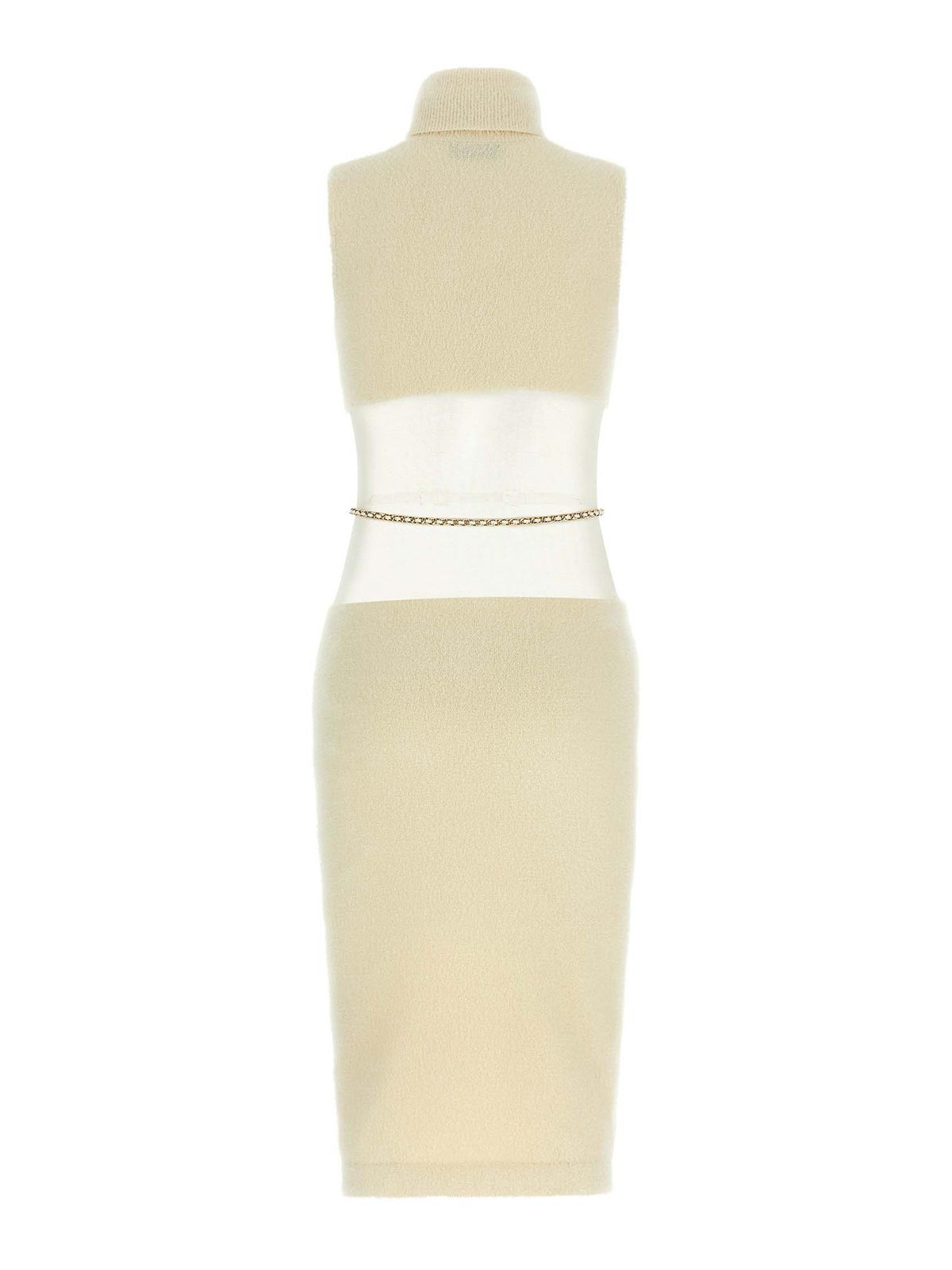 Elisabetta Franchi Turtleneck Sleeveless Dress Open Back In White