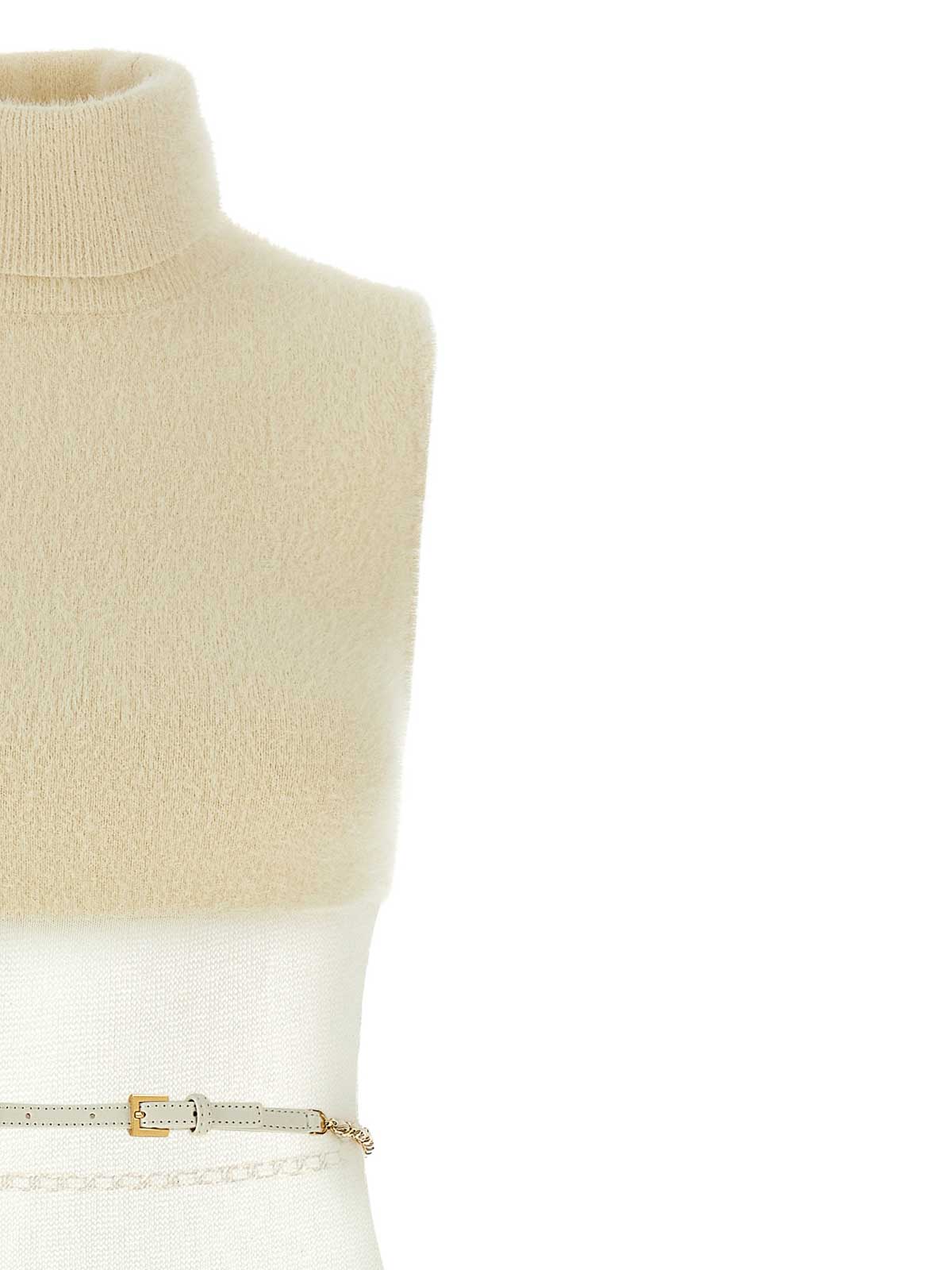 Elisabetta Franchi Turtleneck Sleeveless Dress Open Back In White