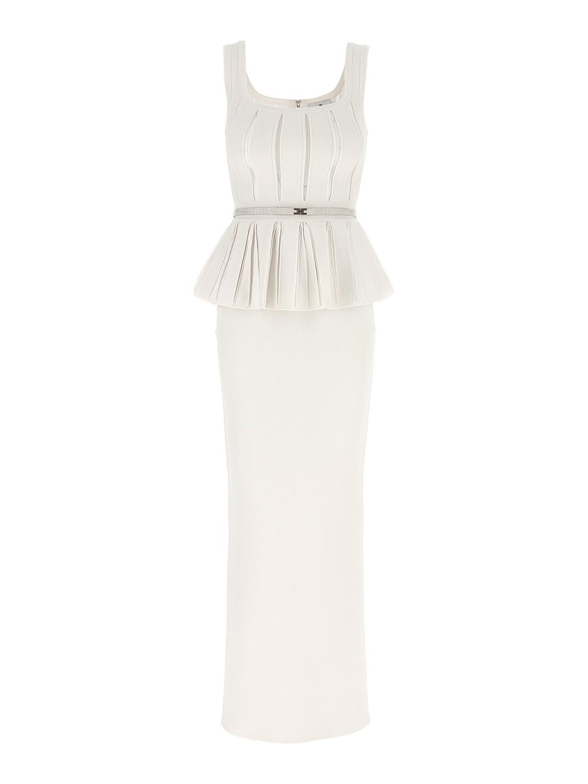 Elisabetta Franchi Red Carpet Eyelet-embellished Maxi Dress In White