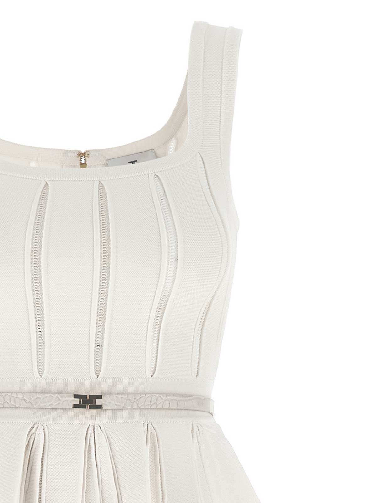 Elisabetta Franchi Red Carpet Eyelet-embellished Maxi Dress In White