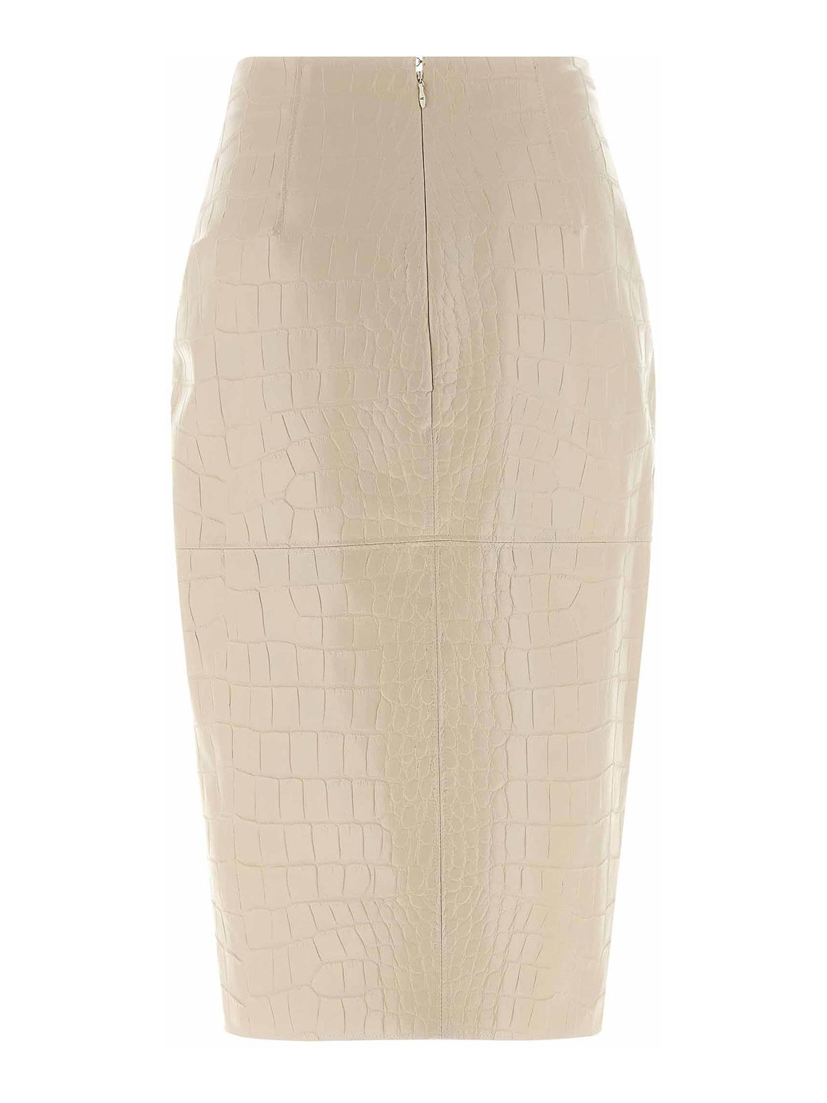 Elisabetta Franchi Croc Print Leather-effect Longuette Midi Skirt In Brown