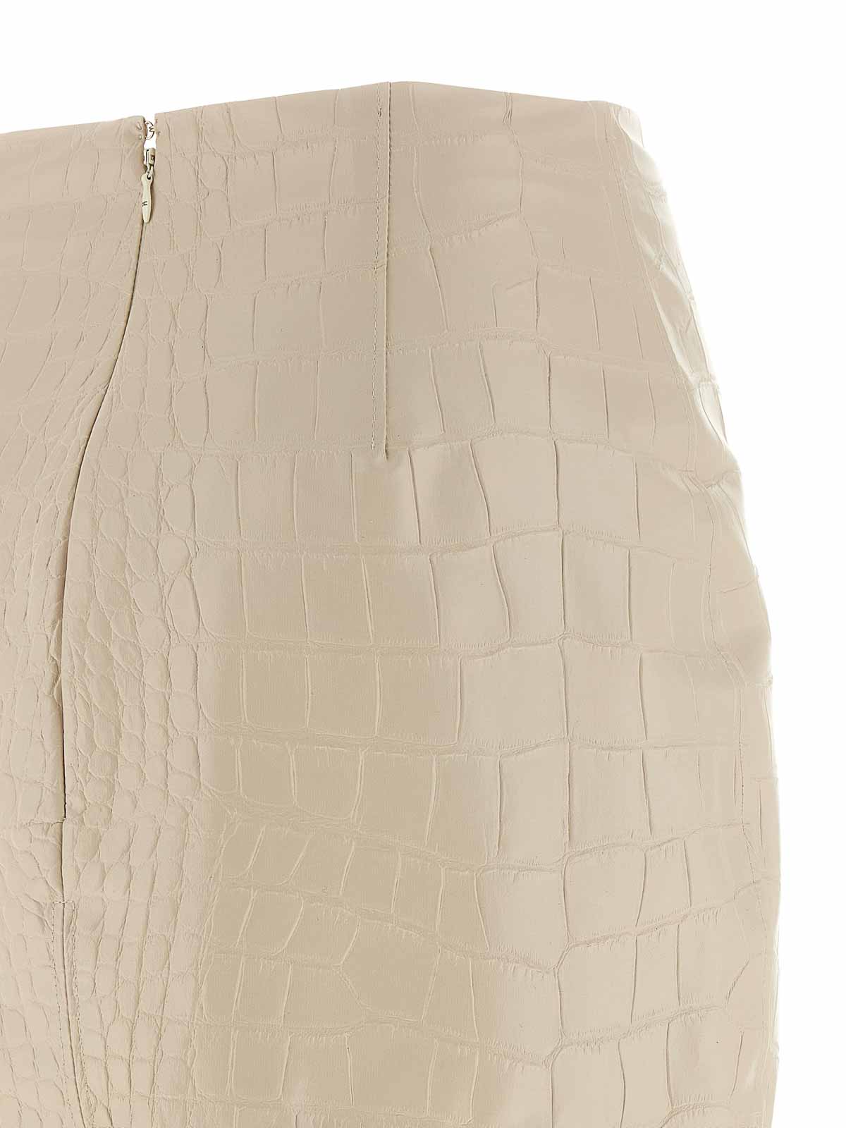 Elisabetta Franchi Croc Print Leather-effect Longuette Midi Skirt In Brown