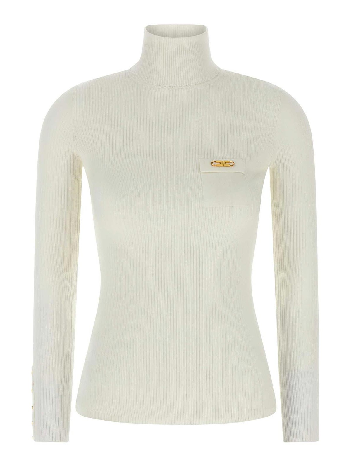 Elisabetta Franchi Ribbed Turtleneck Sweater In Pattern