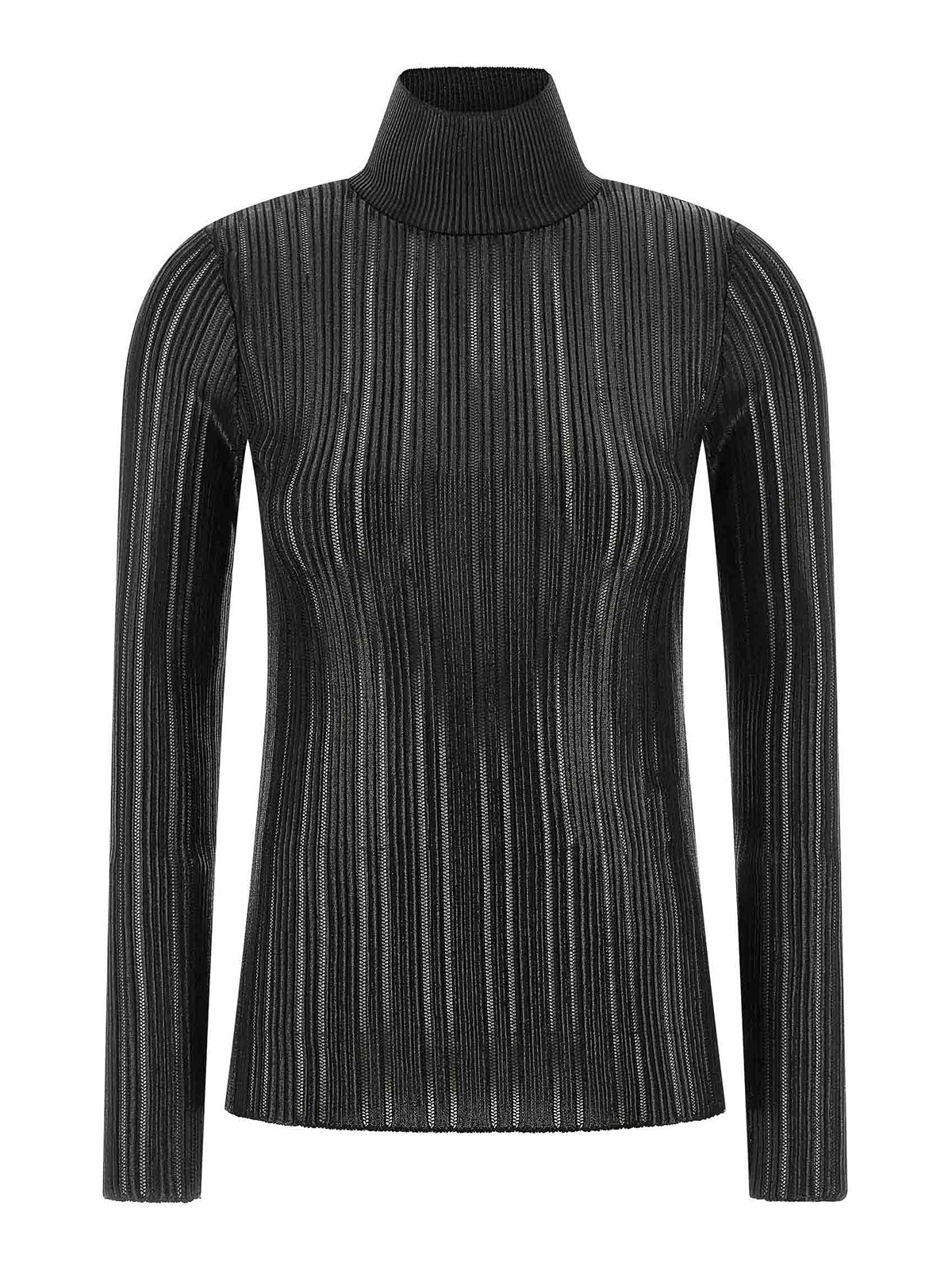 Elisabetta Franchi Knit Sweater With Long Sleeves And High Neck In Black
