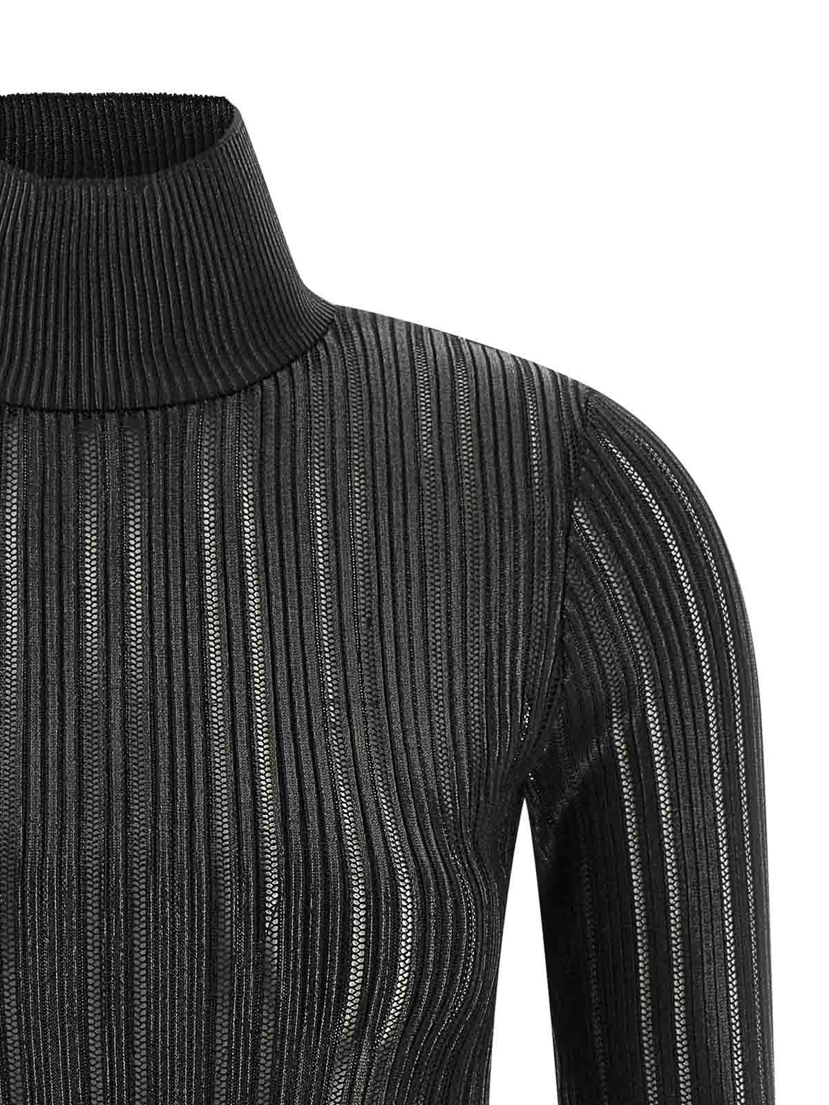 Elisabetta Franchi Knit Sweater With Long Sleeves And High Neck In Black