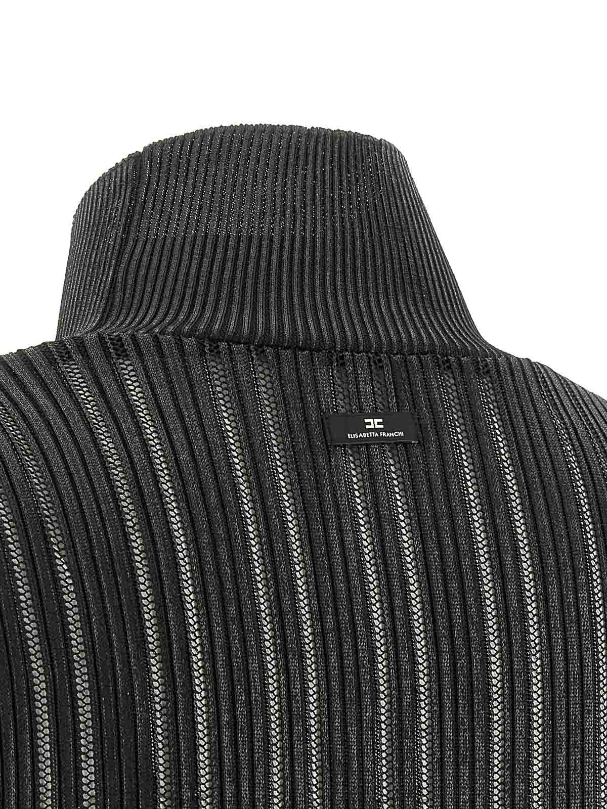 Elisabetta Franchi Knit Sweater With Long Sleeves And High Neck In Black