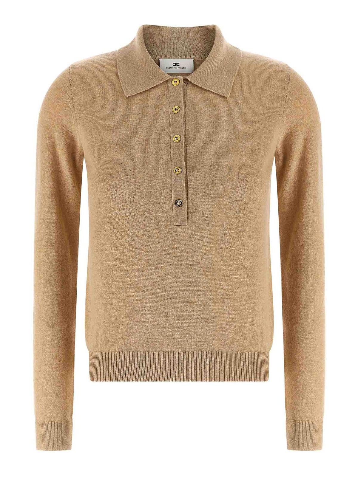 Elisabetta Franchi Cashmere Sweater Sweaters And Cardigans Beige In Brown