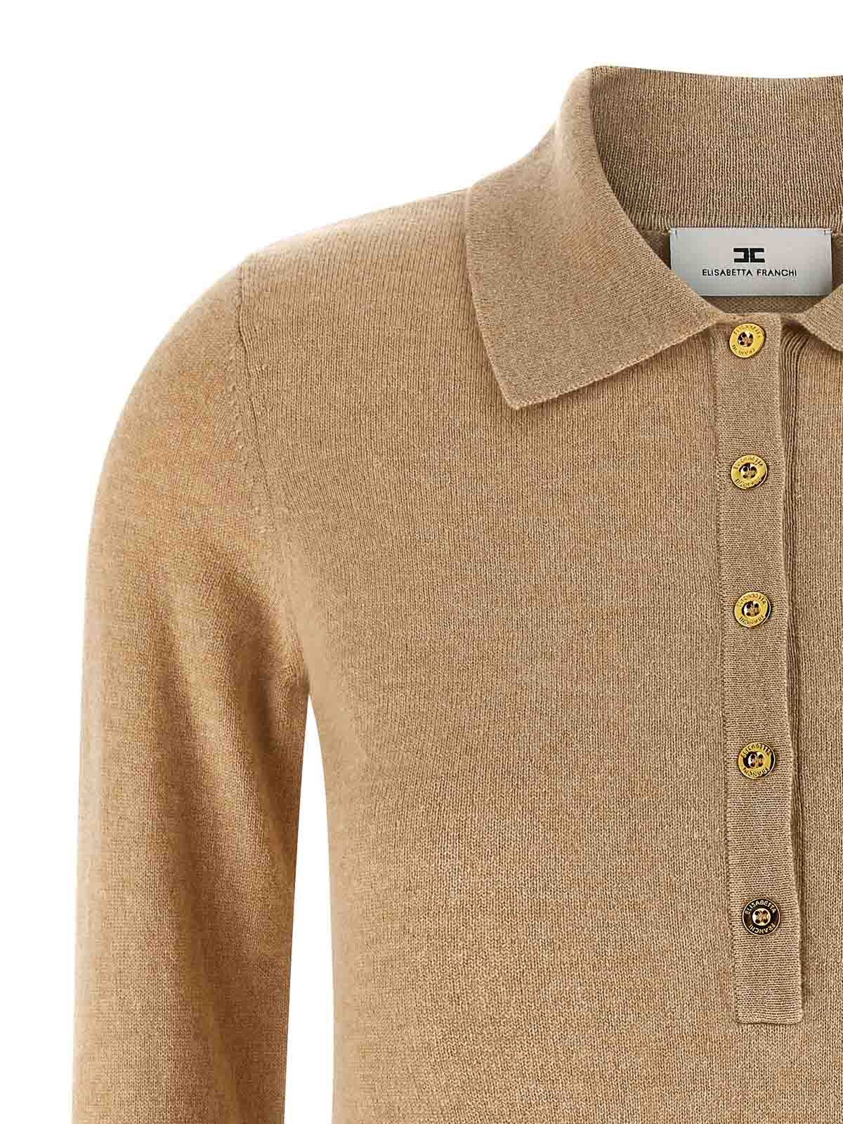 Elisabetta Franchi Cashmere Sweater Sweaters And Cardigans Beige In Brown