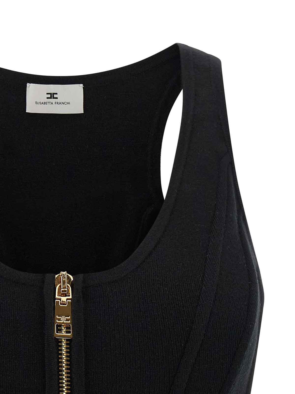 Elisabetta Franchi Structured Wool Blend Bustier Top In Black