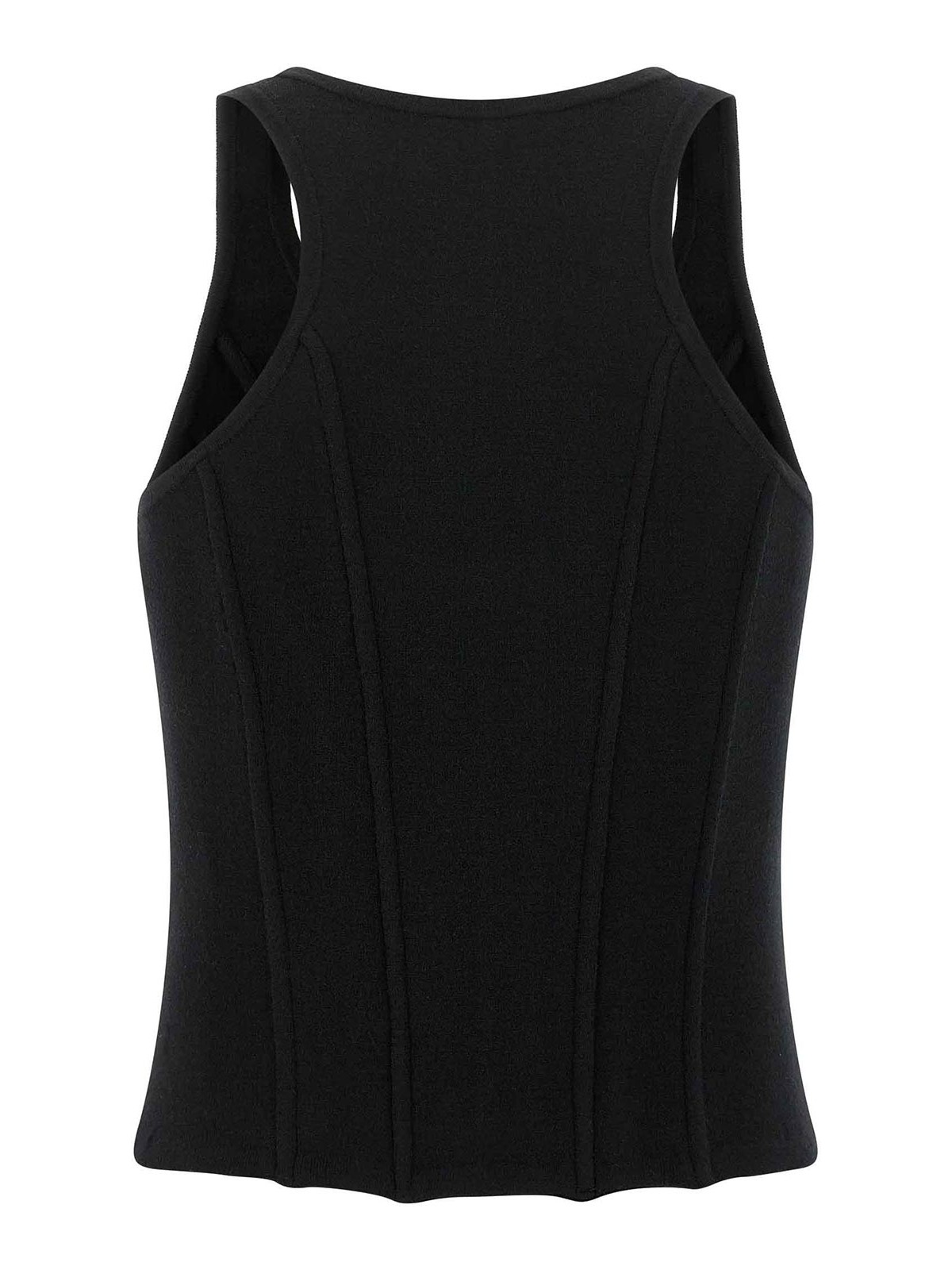 Elisabetta Franchi Structured Wool Blend Bustier Top In Black
