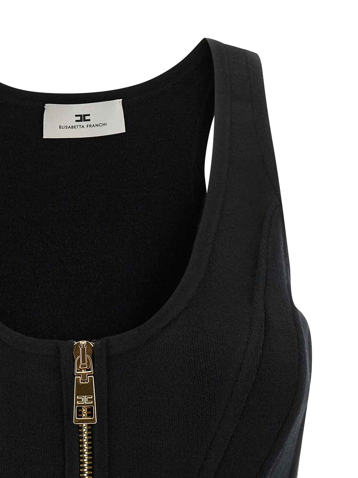 Elisabetta Franchi Structured Wool Blend Bustier Top In Black