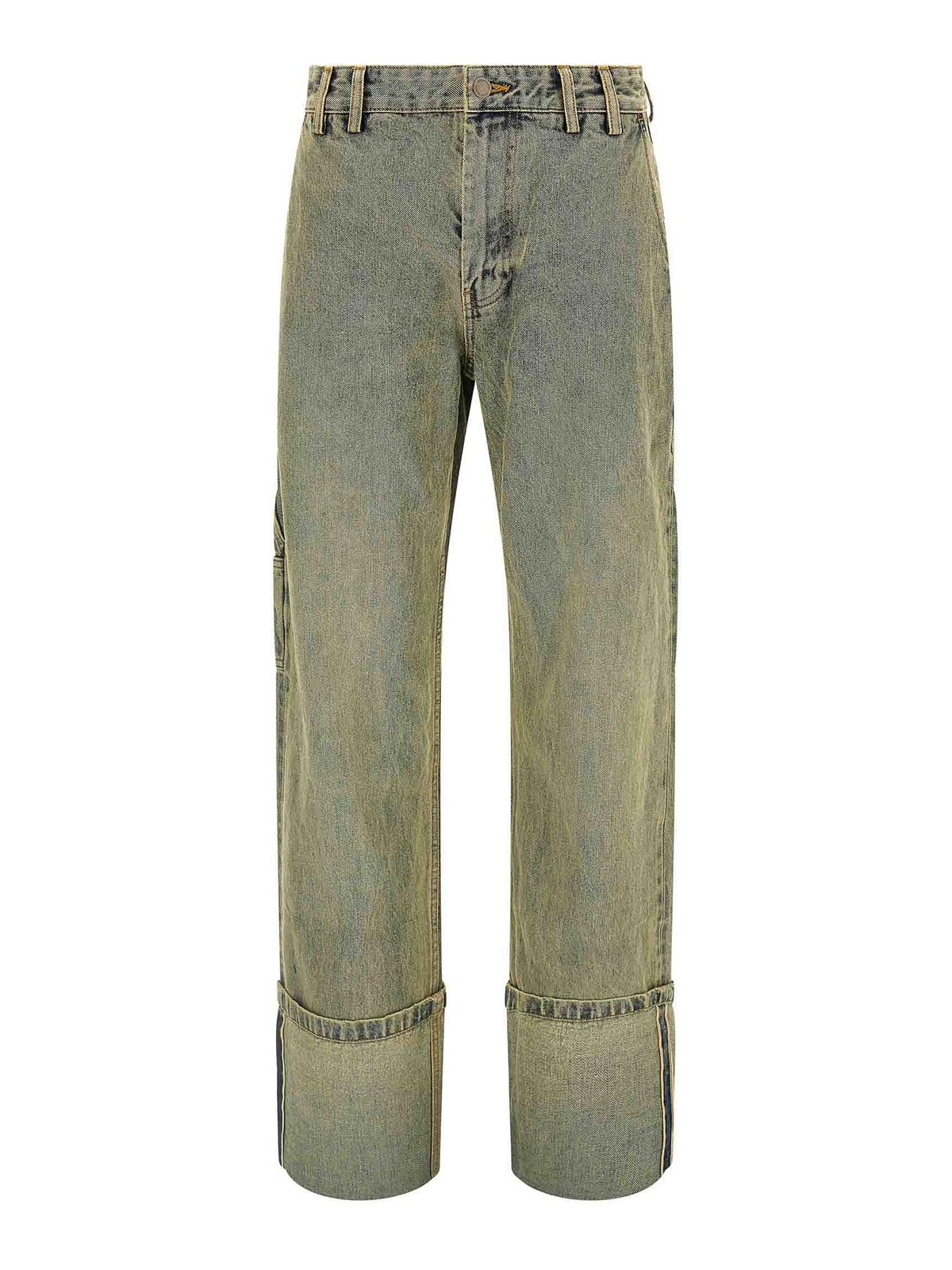 Entire Studios Cuff Surface Wave Jeans Yellow In Green
