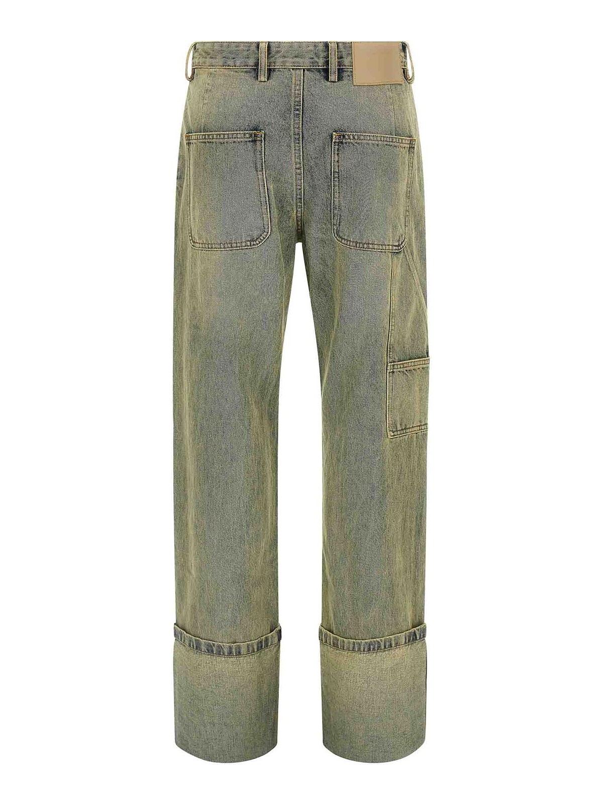 Entire Studios Cuff Surface Wave Jeans Yellow In Green