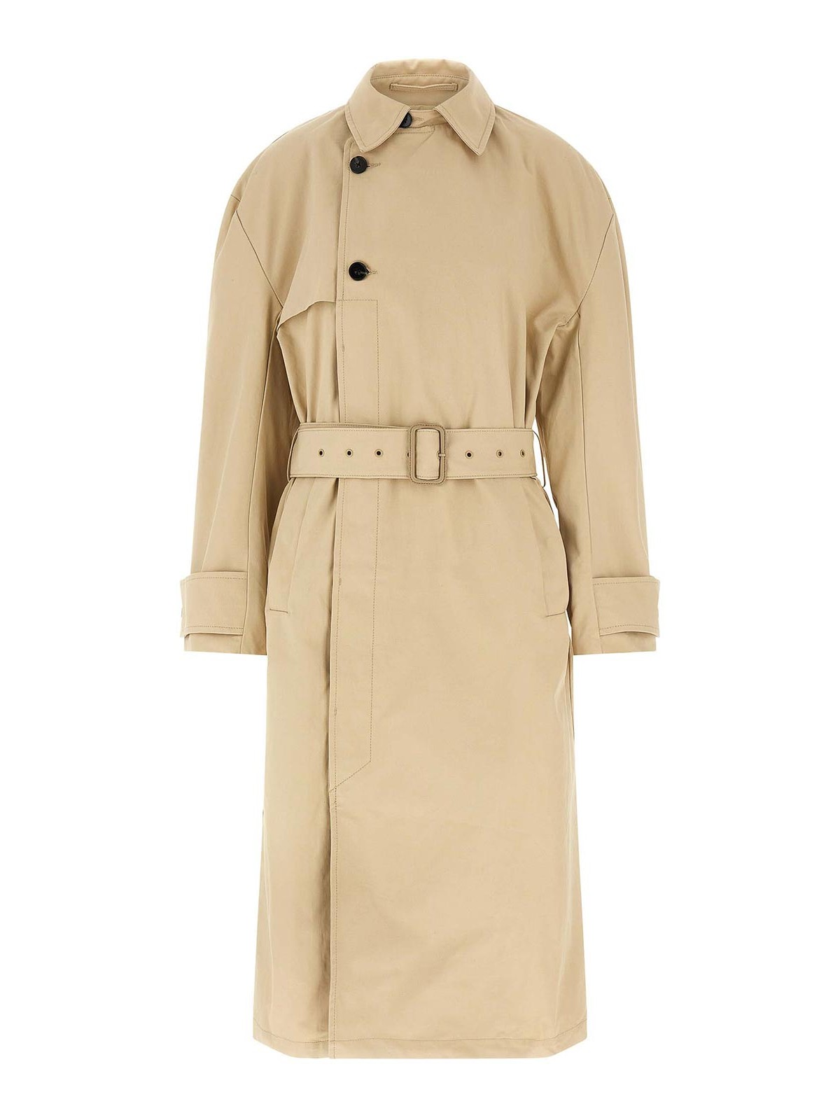 Entire Studios Button Closure Cotton Canvas Trench Coat In Neutral