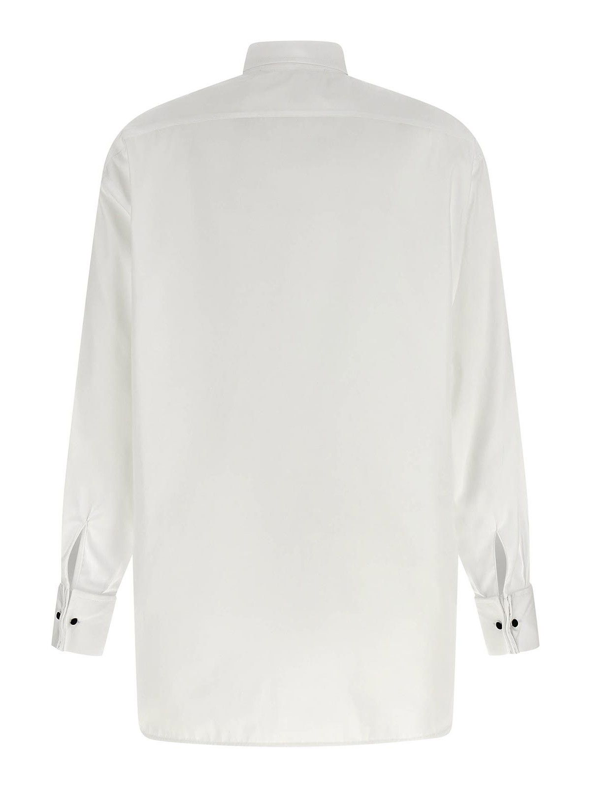 Ermanno Scervino Contrast Plastron White Tuxedo Shirt With Covered Button Closure In White