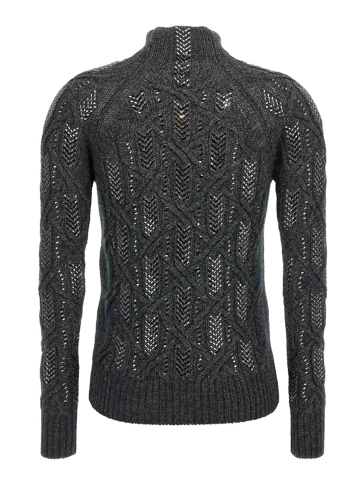 Ermanno Scervino Crystal Braid Sweater In Gray