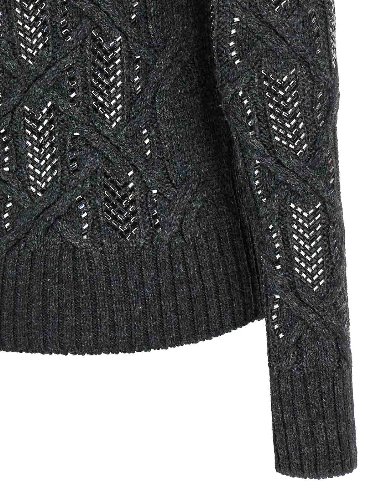 Ermanno Scervino Crystal Braid Sweater In Gray
