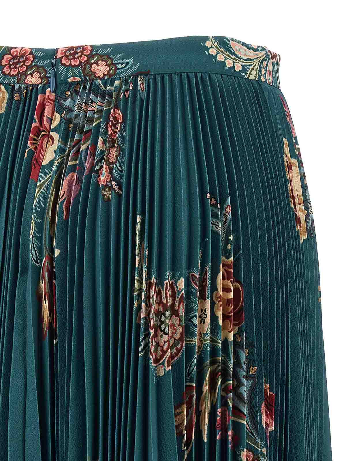 Etro Pleated Skirt Skirts Multicolor In Blue
