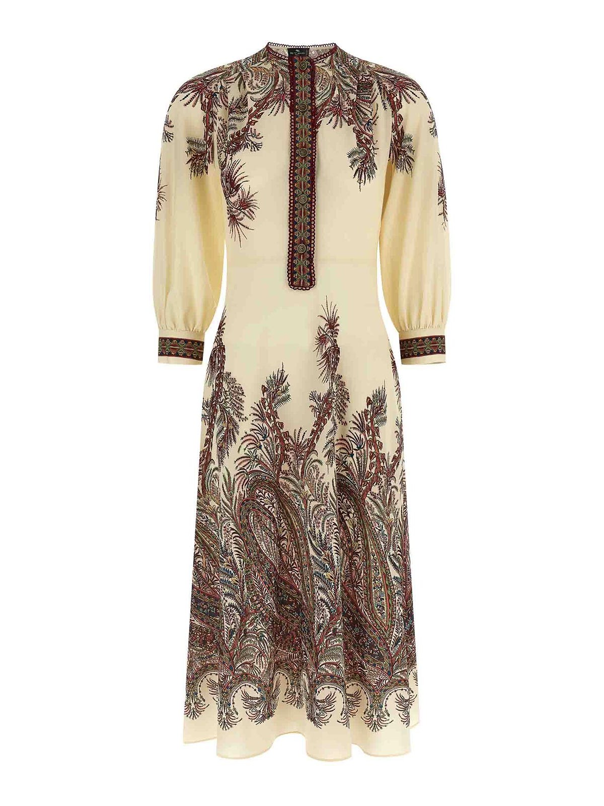 Etro Paisley Print Midi Dress With Button Details In Multi