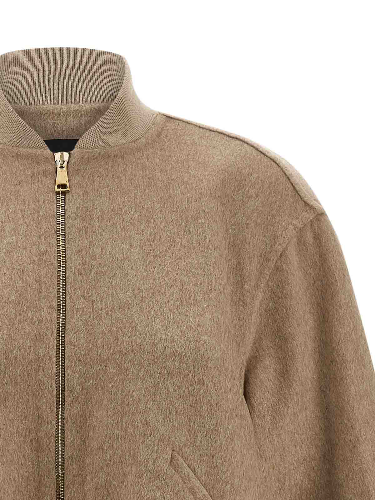 Fabiana Filippi Cashmere Bomber Jacket Puffer Jackets Beige In Brown