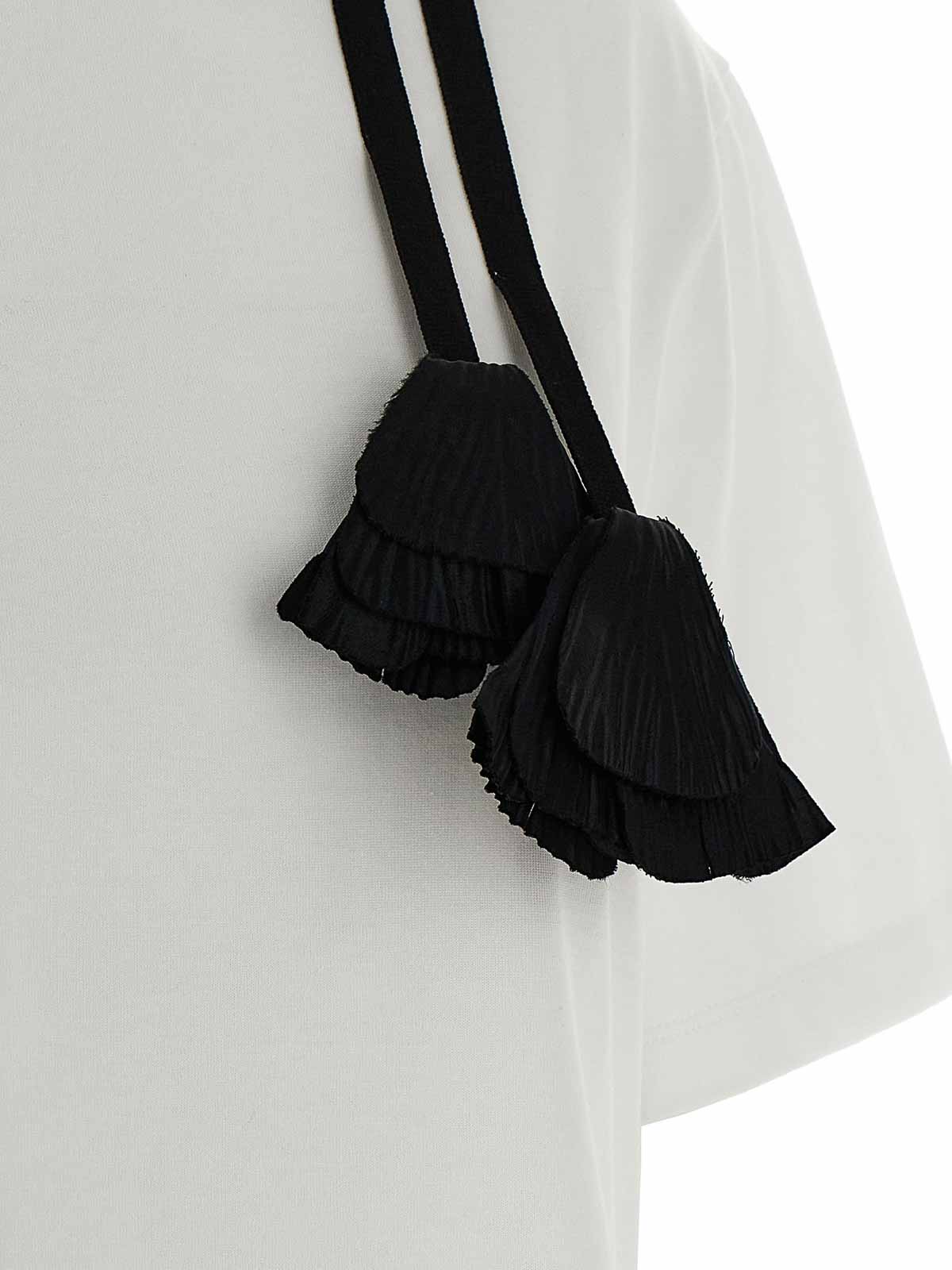 Ferragamo T-shirt With Floral Detail And Tassels In White