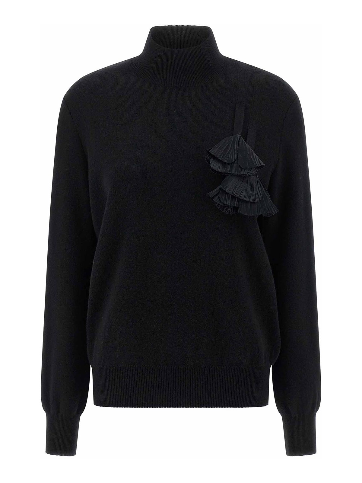 Ferragamo Floral Insert Sweater Sweaters And Cardigans Black In Black