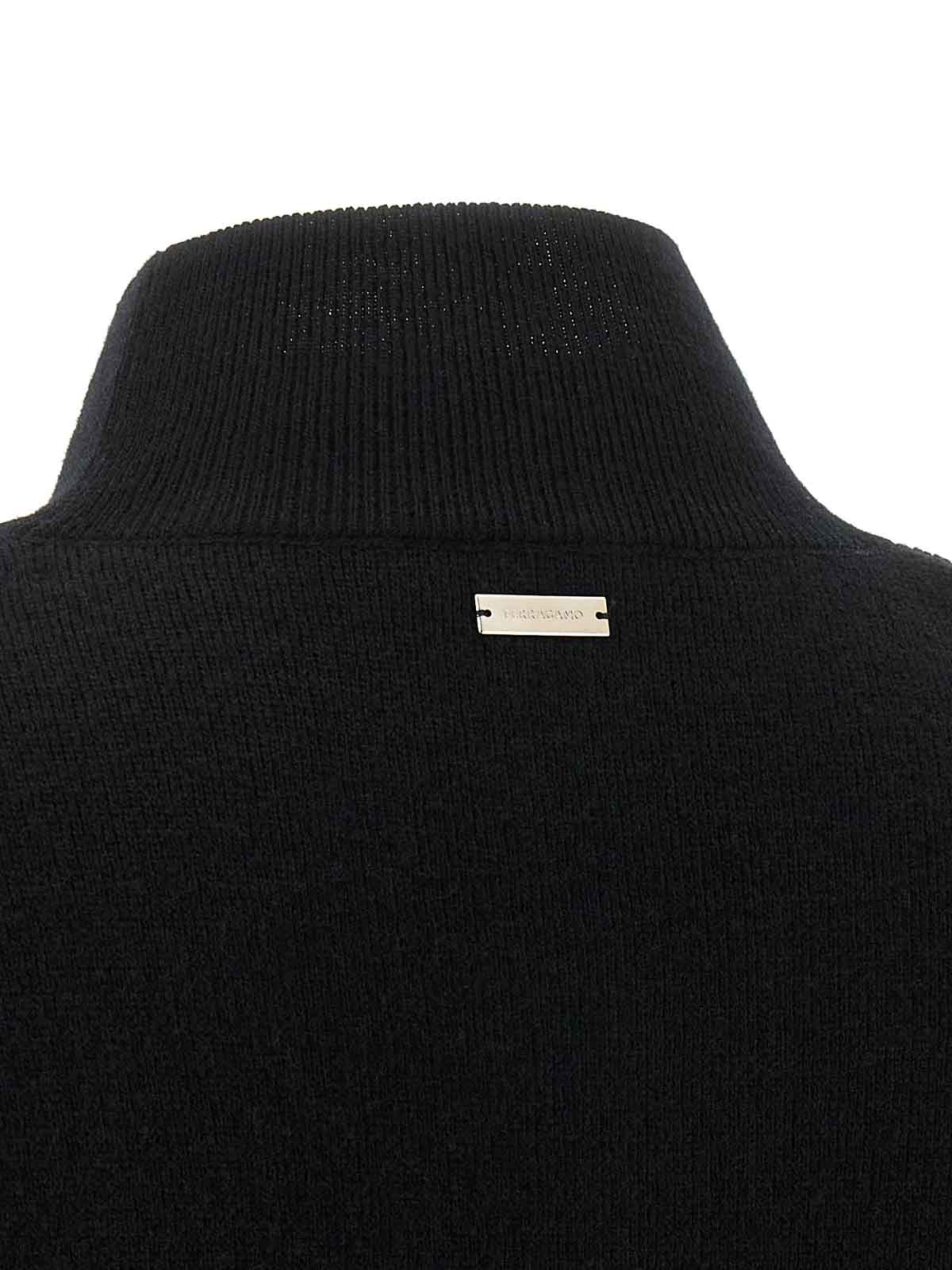 Ferragamo Floral Insert Sweater Sweaters And Cardigans Black In Black